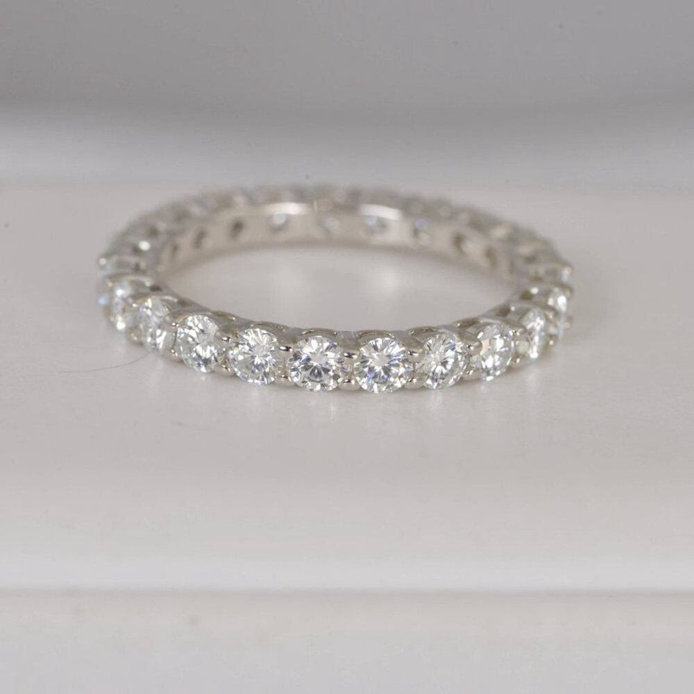 Moissanite 3mm Full Eternity Band Ring 925